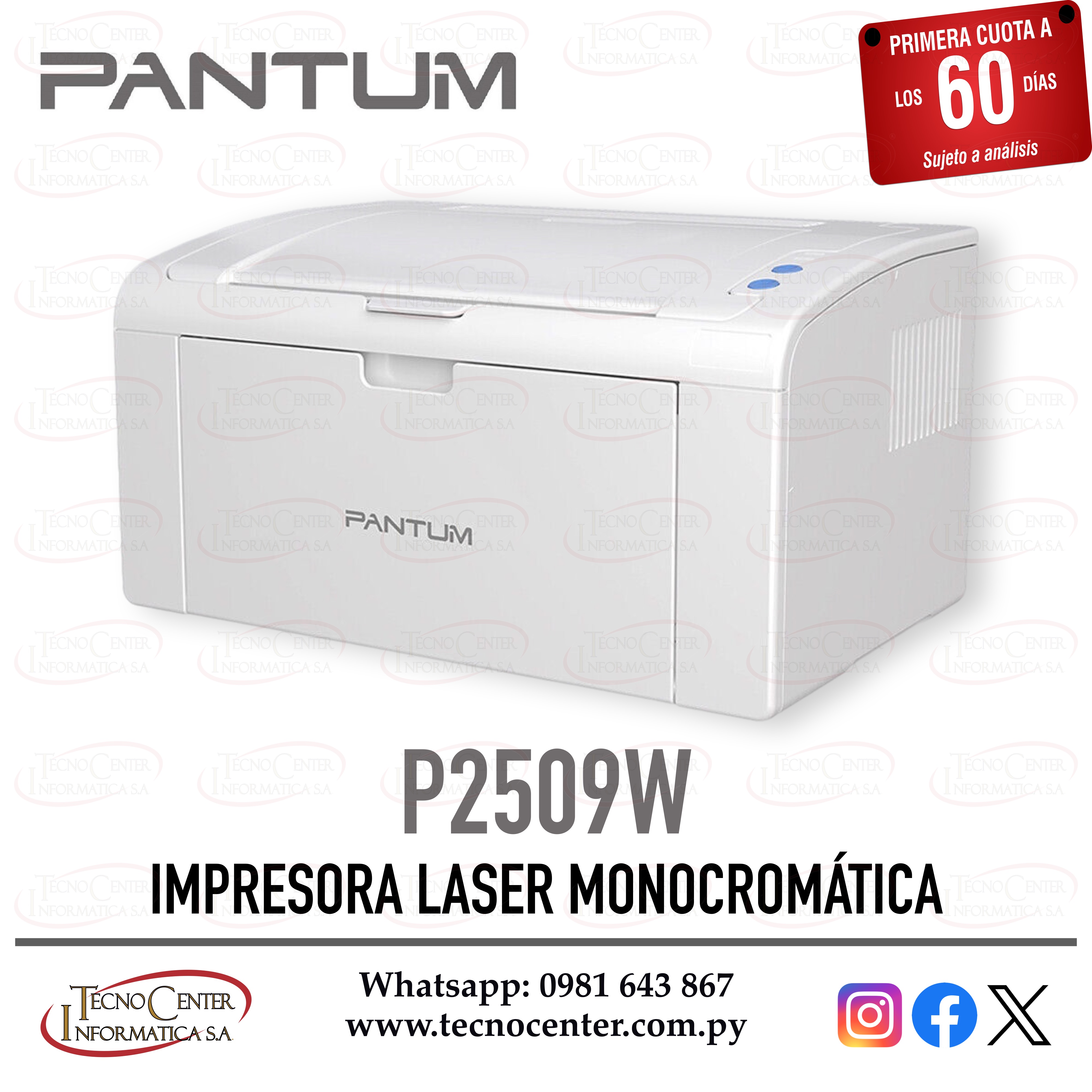 Impresora Láser Monocromática Pantum P2509w Wi-F